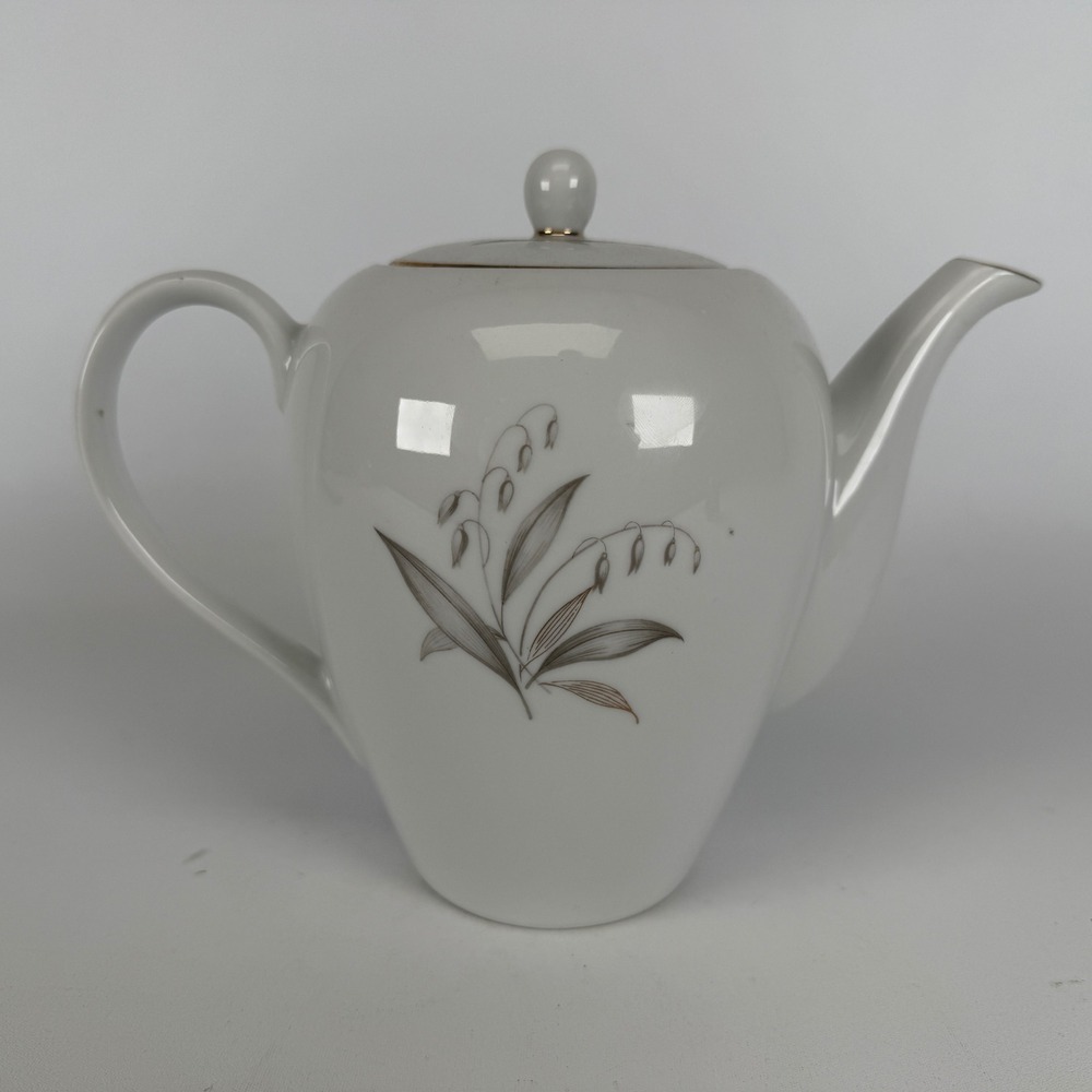 Kaysons Golden Rhapsody Fine China Teapot 1961 Lily of the Valley GoldTrim Japan